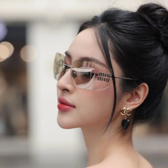 Miu Miu MU54YS 1BC10F BRAND NEW Sunglasses Silver Gold Mirror Wraparound… main image 13